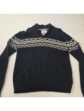 Weatherproof Vintage Men's Navy Cream Fair Isle Quarter Zip,